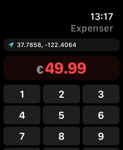 Apple Watch showing Expenser daily budget lifestyle shot